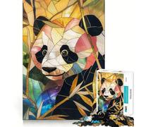 Puzzle Panda Animal Gold 1000 pièces pour Adolescents Jeu de réflexion Jouet à Partager Découpe Nette (38x52cm)