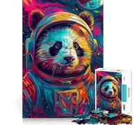 Puzzle Panda Astronaute Espace 1000 Pièces pour Adolescents Jeu Cognitif et Atelier Calme Bordure Premium Liste de Vœux du Père Noël (50x75cm)