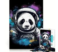 Puzzle Panda Astronaute pour Adultes 1000 Pièces Jeu de Défi Mental Attente et Calme Pièce de Collection Art Découpée de Qualité (38x52cm)