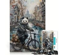 Puzzle Panda Bicycle Amsterdam 1000 pièces pour Adultes, défi cérébral, Jeu d'intérieur, découpe précise, œuvre d'art (38x52cm)