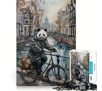 Puzzle Panda Bicycle Amsterdam 1000 pièces pour Adultes Jeu de réflexion Loisirs et Divertissement Qualité supérieure Joli Cadeau (50x75cm)