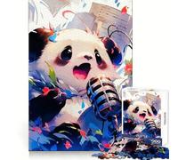 Puzzle Panda Chanteur avec Microphone pour Adultes, 1000 Pièces, Jeu de Logique et d'Aptitude, Découpe Précise, Collection d'art 38x26cm