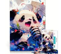 Puzzle Panda Chanteur avec Microphone pour Adultes, 1000 Pièces, Jeu de Logique et d'Aptitude, Découpe Précise, Collection d'art 38x26cm