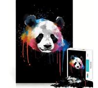 Puzzle Panda Coloré 1000 Pièces pour Adultes Développe la Mémoire Loisirs Doux Découpe Ferme Cadeau de Fêtes (50x75cm)