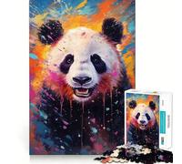 Puzzle Panda Coloré 1000 Pièces pour Adultes Jeu Cognitif et de Partage Motif à Assembler Cadeau de Noël (50x75cm)