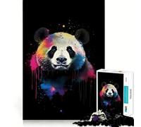 Puzzle Panda Coloré pour Adolescents 1000 Pièces Jeu de Logique et de Détente Apaisant Découpe Exacte Cadeau de Noël (38x26cm)