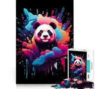 Puzzle Panda Coloré pour Adolescents 1000 Pièces Jeu de Logique et de Détente Apaisant Découpe Précise Cadeau de Noël (50x75cm)