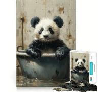Puzzle Panda dans Une Baignoire 1000 pièces pour Adolescents Jeu de logique Clair et Relaxant Découpe Parfaite (38x52cm)