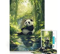 Puzzle Panda dans Une forêt de bambous 1000 pièces pour Adolescents Souvenirs, détente, Moments de sérénité Découpe Lisse, Cadeau élégant (50x75cm)