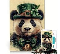 Puzzle Panda de la Saint-Patrick 1000 pièces Cadeau pour Adultes Défi intellectuel Jeu de réflexion Facile Découpe précise Idée Cadeau spéciale (50x75cm)
