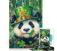 Puzzle Panda de la Saint-Patrick 1000 pièces pour Adultes, Jeu de réflexion, détente, découpe de précision, Cadeau élégant (38x26cm)