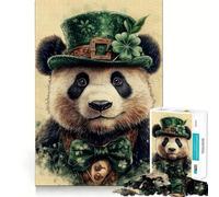 Puzzle Panda de la Saint-Patrick (38x52cm) Jeu de réflexion Difficile pour Adultes 1000 pièces Activité Domicile Découpe Nette