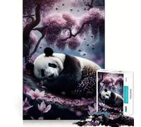 Puzzle Panda Dormant dans Un Cerisier pour Adultes 1000 Pièces Jeu de Logique Solide et Apaisant Bords Transparents Cadeau Artistique (38x52cm)