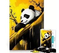 Puzzle Panda Dormant en Jaune pour Adolescents 1000 Pièces Jeu de Logique Mentale Anti-Stress Découpe Ferme Cadeau de Noël 50x75cm