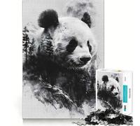 Puzzle Panda Double Exposition Lune 1000 Pièces pour Adultes Jeu de Concentration et de Réflexion Loisirs à Domicile Bordure Fine Cadeau de Père Noël (38x52cm)