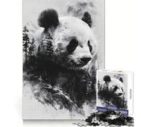 Puzzle Panda Double Exposition Lune Adultes 1000 Pièces Jeu de réflexion Anti-Stress Décoration Murale Transparente (38x26cm)