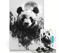 Puzzle Panda Double Exposure 1000 pièces pour Adolescents, Jeu intellectuel, Joie familiale, découpe de qualité, Cadeau élégant (38x26cm)