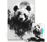 Puzzle Panda Double Exposure 1000 pièces pour Adolescents, Jeu Intelligent, Moment de détente, Assemblage d'image, Joli Cadeau (50x75cm)