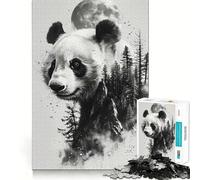 Puzzle Panda Double Exposure 1000 pièces pour Adultes, Jouet Intelligent, activité à la Maison, découpe précise, décoration Murale (50x75cm)