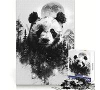 Puzzle Panda Double Exposure Difficile pour Adultes 1000 Pièces Stimule la Mémoire Jeu Apaisant Découpe Premium Cadeau Parfait (38x52cm)