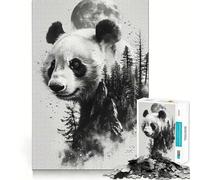 Puzzle Panda Double Exposure Difficile pour Adultes 1000 Pièces Stimule la Mémoire Jeu Apaisant Découpe Premium Cadeau Parfait (38x52cm)