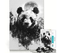 Puzzle Panda Double Exposure Difficile pour Adultes 1000 Pièces Stimule la Mémoire Jeu Apaisant Découpe Premium Cadeau Parfait (38x52cm)