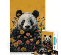 Puzzle Panda en Fleurs de 1000 pièces pour Adultes Jeu Intelligent et Amusant à Assembler Ensemble Cadeau saisonnier (38x52cm)