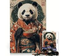 Puzzle Panda en Kimono Mangeant des Ramen, 1000 pièces, pour Adultes, Jeu de réflexion, Plaisir Lent, Design à Assembler, Joli Cadeau (38x26cm)