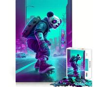 Puzzle Panda en Roller Skate pour Adolescents 1000 Pièces Stimule la mémoire Atelier détente et Amusement Cadeau Exquis (50x75cm)