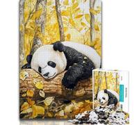 Puzzle Panda endormi en Automne pour Adolescents, 1 000 pièces, Assemblage de Motifs, activités Amusantes à la Maison, Cadeau d'anniversaire, Cadeaux de Voyage 50x75cm