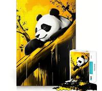 Puzzle Panda endormi Jaune 1000 pièces pour Adolescents Se remémorer, améliorer, détendre, œuvre d'art aux Contours Nets 38x26cm