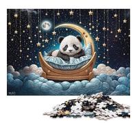 Puzzle Panda endormi sur Un Croissant de Lune pour Adultes et Adolescents 500 pièces Puzzles pour Adolescents Cadeaux Jeu Jouets pour Adultes 500 pièces (52 x 38 cm)