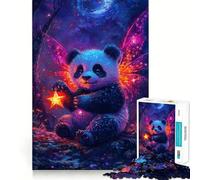 Puzzle Panda Fée avec Étoile dans Forêt Enchantée pour Adultes 1000 Pièces Jeu de Réflexion Détente et Image Cadeau Parfait (38x26cm)