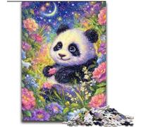 Puzzle Panda Fleur pour Adultes 1000 Pièces, Art Intéressant, Réduction du Stress, Liste de Souhaits avec Père Noël, pour 14 Ans 50x75cm