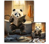 Puzzle Panda lisant Un Journal pour Adultes, 1000 pièces, idéal pour décorer Un Salon ou comme Cadeau d'anniversaire, 50x75cm/19,68x29,52 Pouces