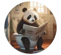 Puzzle Panda lisant Un Journal pour Adultes, Puzzle Rond de 1 000 pièces, activité familiale, Casse-tête, décoration intérieure, Cadeau de Vacances, 67,5 x 67,5 cm
