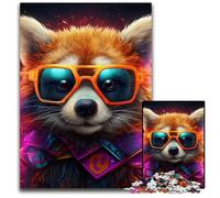 Puzzle Panda Lunettes Néon 1000 Pièces Adultes Puzzles Difficiles pour Adultes Parfait pour s'amuser en Famille à Noël, Thanksgiving, Anniversaires et Pâques 26x38cm/10,23x14,96 Pouces
