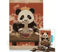Puzzle Panda Mangeant des Ramen 1000 Pièces Jeu de Détente et d'Éveil Pièce de Collection Art Découpée avec Précision (50x75cm)