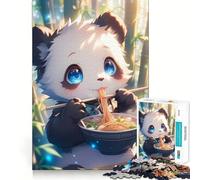 Puzzle Panda Mangeant des Ramen 1000 Pièces pour Adolescents Jeu de Réflexion Design Amusant et Paisible Cadeau Unique (50x75cm)