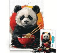 Puzzle Panda Mangeant des Ramen pour Adultes 1000 Pièces Jeu d'Entraînement Cérébral et Relaxant Cadeau de Vacances (38x52cm)