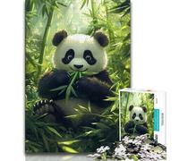 Puzzle Panda Mangeant du Bambou pour Adultes, 1 000 pièces, pour Tuer Le Temps en Vacances avec des pièces de Formes aléatoires entièrement emboîtables (38x26cm)
