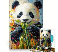 Puzzle Panda Mangeant du Bambou pour Adultes, 1000 Pièces, Stimule la Mémoire, Activité à Domicile, Bords Nets, Cadeau Festif (38x52cm)