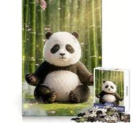 Puzzle Panda Méditation Paisible 1000 Pièces Adultes Cadeau Amélioration de la mémoire Loisirs Décoration Murale aux Découpes Précises (50x75cm)