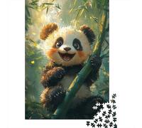 Puzzle Panda Mignon, matériaux respectueux de l'environnement, Puzzle en Carton 100% recyclé pour Enfants Adultes, Cadeau de Noël, 1000 pièces (38 x 26 cm)
