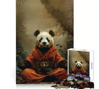 Puzzle Panda Moine Mystique Méditation pour Adolescents 1000 Pièces Think Toy Apaisant et Amusant Art aux Découpes Nettes Collection (50x75cm)