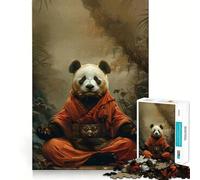 Puzzle Panda Moine Mystique Méditation pour Adolescents 1000 Pièces Think Toy Apaisant et Amusant Art aux Découpes Nettes Collection (50x75cm)