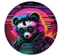 Puzzle Panda Néon 1000 pièces, Puzzle Rond 1000 pièces pour Adultes, décoration Artistique à Faire soi-même, Cadeau d'anniversaire idéal 67,5 x 67,5 cm