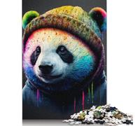 Puzzle Panda Néon Art Casse-tête 100% Carton Recyclé pour Femmes Hommes Cadeaux de Noël 1000 pièces (75 x 50 cm)