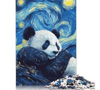 Puzzle Panda Nuit Étoilée 500 Pièces pour Adolescents - Jeu de Puzzle Créatif en Bois pour Famille - Niveau de Difficulté Défi - 500 pièces (52x38cm)