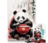 Puzzle Panda Ramen à l'encre pour Adultes, 1000 pièces, Jeu de logique Solide, Jeu apaisant, Bords Nets, Cadeau Artistique (50x75cm)